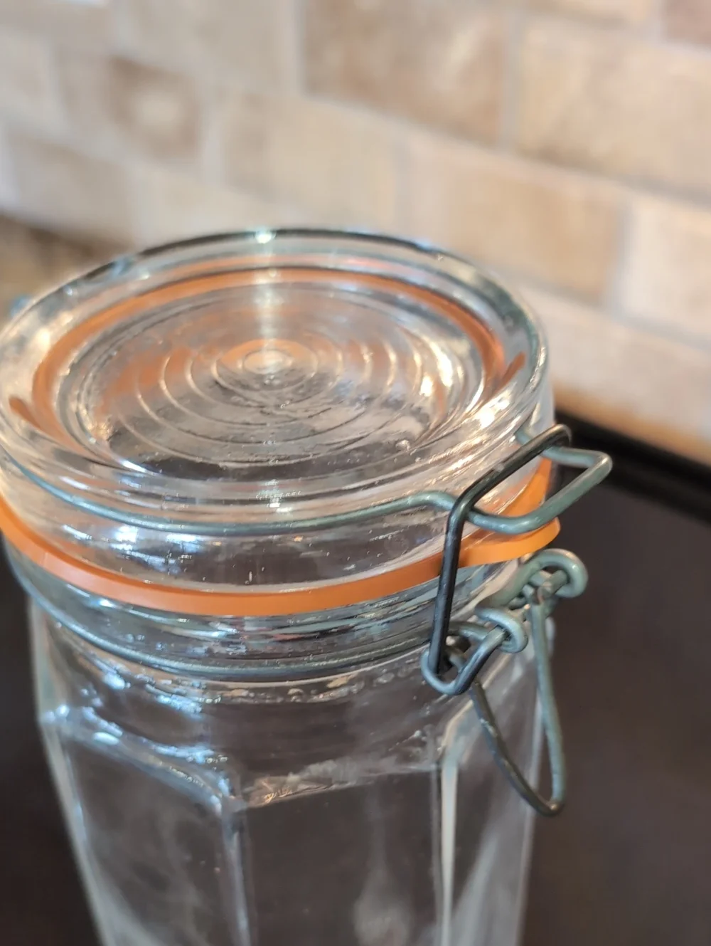 Vintage 70's Italian Glass Spaghetti Jar Bail Clamp Hermetic Lid 12.75